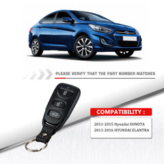 4 Buttons Keyless Entry Remote Car Key Fob for 2011-2015 Hyundai SONOTA 2011-2016 Elantra FCC ID:OSLOAK-310T KR-K4RB