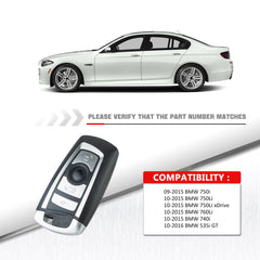 Smart Proximity Keyless Entry Car Remote Key Fob for 2009-2015 750i 2010-2015 750Li 760Li 740i KR55WK49863 KR-B4RB