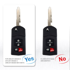 Keyless Entry 4 Button Remote Flip Key Fob for 2009-2013 Mazda 6 2010-2013 Mazda 3 2006-2015 Mazda MX-5 Miata BGBX1T478SKE12501 KR-M4SA