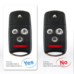 4 Buttons Keyless Entry Remote Key Fob Replacement for 2007 2008 Acura TL Flip Remote FCC ID: OUCG8D-439H-A, 850G-G8D439HA,Chip ID46 KR-A4SA