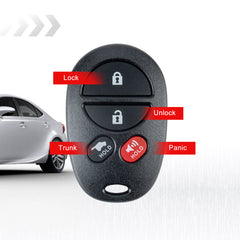 New Replacement for Keyless Entry Remote Key Fob for 2008-2016 Sequoia 2007-2015 Highland FCC ID:GQ43VT20T 4 Buttons  KR-T4RC