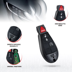 4 Button Car Key Fob Remote Replacement for 2009 -2012 Dodge Ram 1500 2500 3500 IYZ-C01C or M3N5WY783X   KR-D4RB