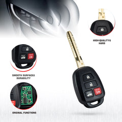 4 Button Replacement for 2014 - 2017 Toyota Corolla Keyless Remote Car Key Fob ONLY H Chip HYQ12BEL KR-T4SH