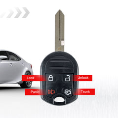 4-Button New Keyless Entry Remote Start Car Key Fob Replacement for Fard, Lincoln, Mercury, Mazda -(Fits FCC ID:CWTWB1U793) 80 BIT KR-KR-F4SB