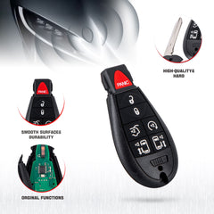 7 Buttons Car Key Fob Compatible for 2008-2014 Grand Caravan Car Keyless Entry Remote Control Replacement for IYZ-C01C or M3N5WY783X KR-D7RA