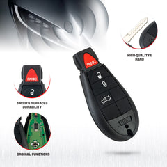 4 Buttons Car Remote Key Fob Compatible with 2008-2010 Chrysler 300 2008-2012 Dodge Challenger 2008-2012 Dodge Charger IYZ-C01C or M3N5WY783X  KR-K4RA