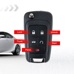 5 Button New Keyless Remote Flip Car Key Fob for Select Impala Malibu Cruze Equinox and Other Vehicles That Use FCC ID OHT01060512 KR-C5SA