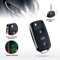 4 Buttons Flip Key Fob Remote Compatible with VW Replacement for 2011-2016 Jetta/Golf 2011-2012 VW Passat CCNBG010180T 5K0 837 202 AE KR-V4SB