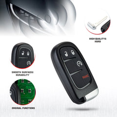 Replacement Keyless Entry Smart Key fob Compatible with 2013 - 2019 Dodge Ram 1500 2500 3500 GQ4-54T (4 Button Remote Start) 433Mhz KR-D4RG-05