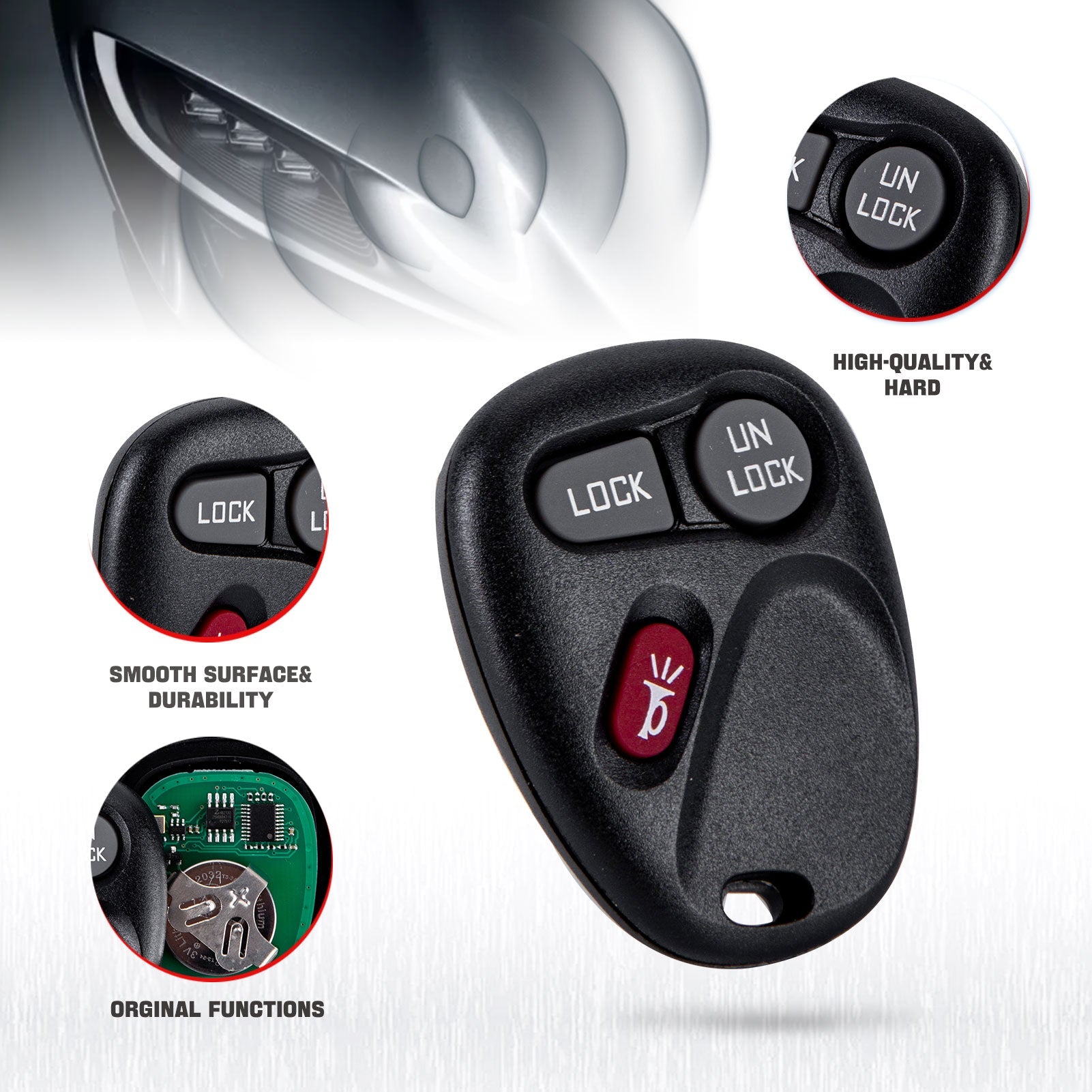 Replacement Keyless Entry Remote For 2002 GMC Tahoe - Programmable Key Fob (Black)