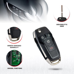 Smart Proximity Keyless Entry Flip Remote Car Key Fob Replacement for 2013-2016 Ford Fusion N5F-A08TAA  KR-F4SE-10