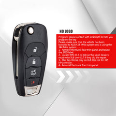 4-BTN Remote Car Key Fob with Uncut Blade fits 2016-2019 Cruze XL8 Systems Only FCC ID: LXP-T004 Frequency: 433 MHz KR-C4SD