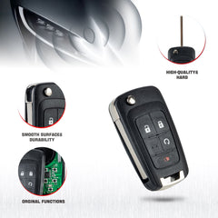 Keyless Remote Flip Car Key Fob for 2010-2019 GMC Terrain 2014-2018 Buick Encore FCC ID:OHT01060512 4 Buttons  KR-C4SC-10