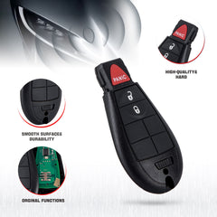 3 Buttons Smart Keyless Remote Car Key Fob Replacment for 2013 2014 2015 2016 2017 Dodge Ram GQ4-53T  KR-D3RC