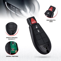 3 Buttons Smart Keyless Remote Car Key Fob Replacment for 2013 2014 2015 2016 2017 Dodge Ram GQ4-53T  KR-D3RC-05