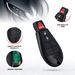 3 Buttons Smart Keyless Remote Car Key Fob Replacment for 2013 2014 2015 2016 2017 Dodge Ram GQ4-53T  KR-D3RC-10