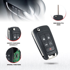 5 Button New Keyless Remote Flip Car Key Fob for Select Impala Malibu Cruze Equinox and Other Vehicles That Use FCC ID OHT01060512 KR-C5SA