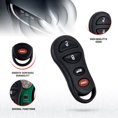 Car Key Fob Keyless Control Entry Remote GO43VT13T 4 Button Vehicles Replacement Compatible with Chrysler 300M 1999-2004 Remote KR-D4RD