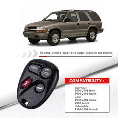 Car Key Fob Keyless Entry Remote fits for 2000-2001 Astro 1998-2001 Blazer Bravada KOBUT1BT 15732805 Wholesale KR-C4RM-10