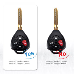 Car Key Fob Keyless Entry Remote Control Replacement for Selected Toyota Corolla Car Models Fits for FCC ID:GQ4-29T G Chip KR-T4SD-10