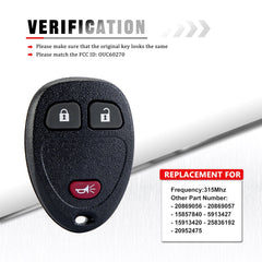 Keyless Entry Remote Car Key Vehicles Compatible for 2007-2009 Equinox OUC60270 Wholesale KR-C3RD-05