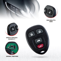 Replacement for New Keyless Entry with Remote Start Car Key Fob for 2007-2008 Saturn Aura Sky 4 Button KOBGT04A  KR-C4RB