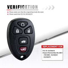 5 Buttons Keyless Entry Remote Control Car Key Fob Replacement for 2006-2013 Impala OUC60270 Wholesale  KR-C5RA-10