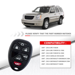 Keyless Entry Car Key Replacement for Selected GMC Chevrolet Vehicles That Use 6 Button OUC60270 0859053   KR-C6RA-10