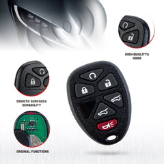 Keyless Entry Car Key Replacement for Selected GMC Chevrolet Vehicles That Use 6 Button OUC60270 0859053   KR-C6RA-10