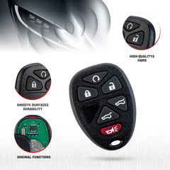 Keyless Entry Car Key Replacement for Selected GMC Chevrolet Vehicles That Use 6 Button OUC60270 0859053   KR-C6RA-05