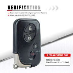 Keyless Remote Smart Key Fob for Lexus Compatible with 2007-2011 ES350 GS450h 2006-2011 IS250 IS350 FCC ID:HYQ14AAB 271451-0140 Wholesale KR-L4RA-10