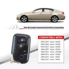 Keyless Remote Smart Key Fob for Lexus Compatible with 2007-2011 ES350 GS450h 2006-2011 IS250 IS350 FCC ID:HYQ14AAB 271451-0140 Wholesale KR-L4RA-10