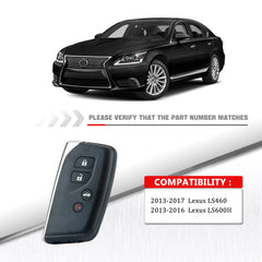 Smart Keyless Entry Proximity Remote Key Fob 4 Button for Lexus Compatible with for 2013-2017 LS460 2013-2016 LS600H HYQ14ACX 5290 GNE KR-L4RG