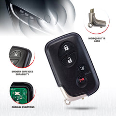 4 Button Smart Keyless Remote Car Key Fob Controller for Lexus Compatible with 2009-2012 IS250 IS350 HYQ14AAB E Board KR-L4RH-05