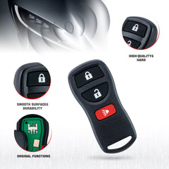 3 Button Keyless Remote Car Key Fob Replacement for Nissan with FCC ID: KBRASTU15, CWTWB1U415, CWTWB1U733, CWTWB1U821  KR-N3RA