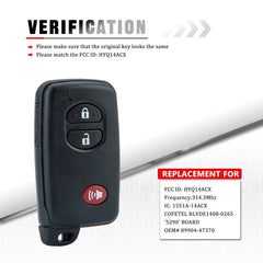 Wholesale Smart Remote Key Fob Replacement for 2012 2013 2014 2015 2016 Toyota Prius V 2010-2019 4Runner Venza HYQ14ACX 271451-5290 Board KR-T3RE-10