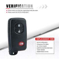 Smart Remote Key Fob Replacement for 2012 2013 2014 2015 2016 Toyota Prius V 2010-2019 4Runner Venza HYQ14ACX 271451-5290 Board KR-T3RE